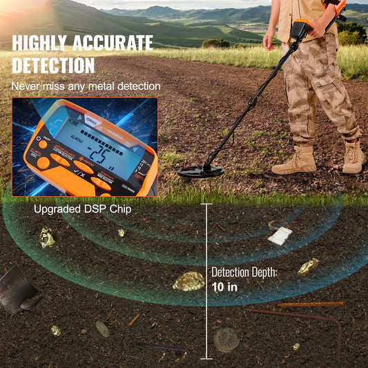 Metal Detector for Adults&Kids, 250mm, Professional Adjustable Higher Accuracy Gold Detector, IP68 Waterproof Coil with LCD Display 7 Modes Advanced DSP Chip, for Detecting Gold Treasure Hunting - Image 2