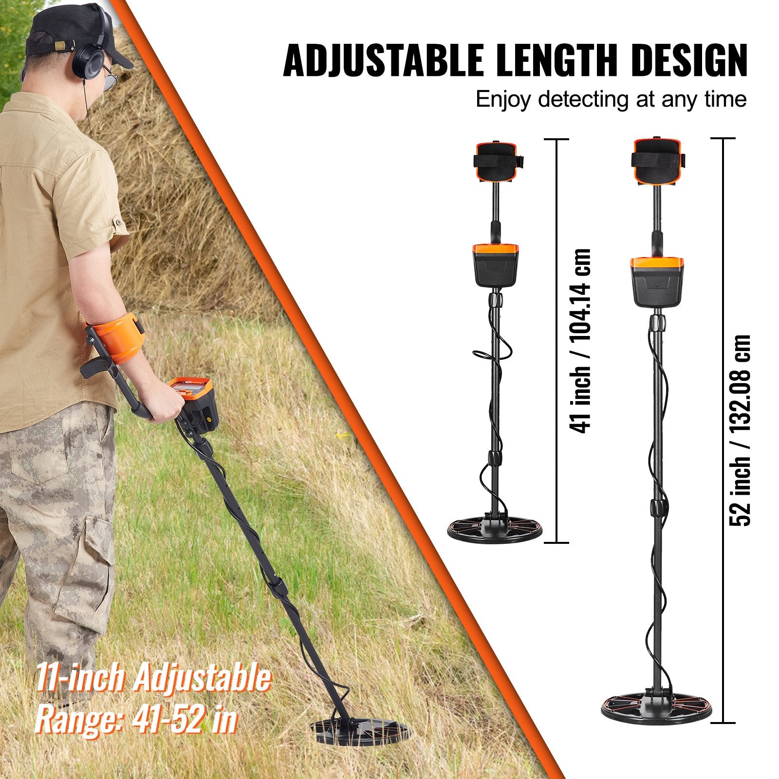 Metal Detector for Adults&Kids, 250mm, Professional Adjustable Higher Accuracy Gold Detector, IP68 Waterproof Coil with LCD Display 7 Modes Advanced DSP Chip, for Detecting Gold Treasure Hunting - Image 3