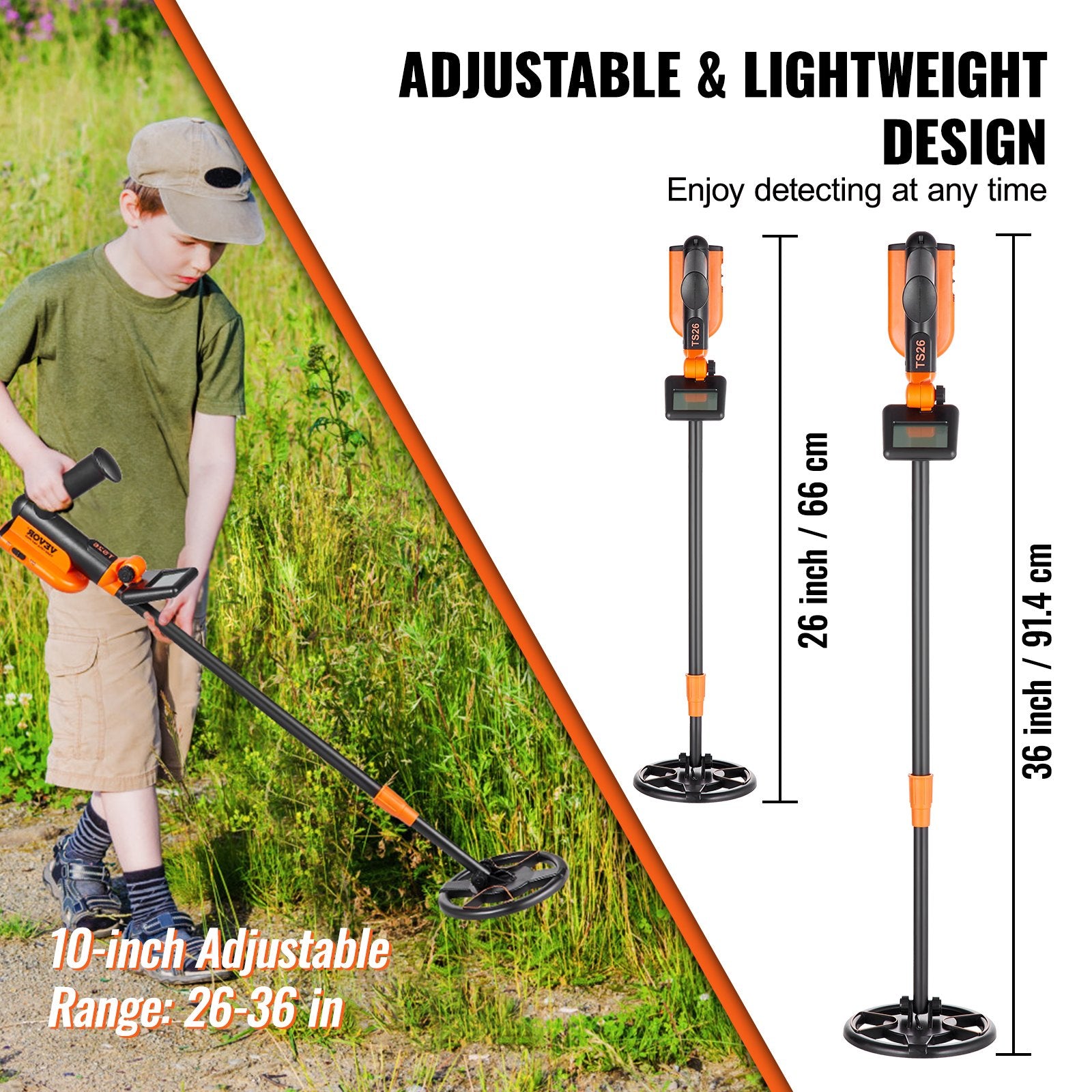 Metal Detector for Kids, 150mm, Waterproof Search Coil with LCD Display, Adjustable 660.4-914.4 mm Gold Detector, Lightweight Carbon Fiber Stem for Junior & Youth Detecting Gold Coin Treasure - Image 3