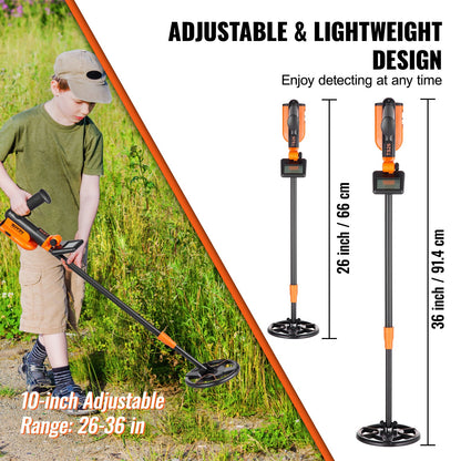 Metal Detector for Kids, 150mm, Waterproof Search Coil with LCD Display, Adjustable 660.4-914.4 mm Gold Detector, Lightweight Carbon Fiber Stem for Junior & Youth Detecting Gold Coin Treasure - Image 3