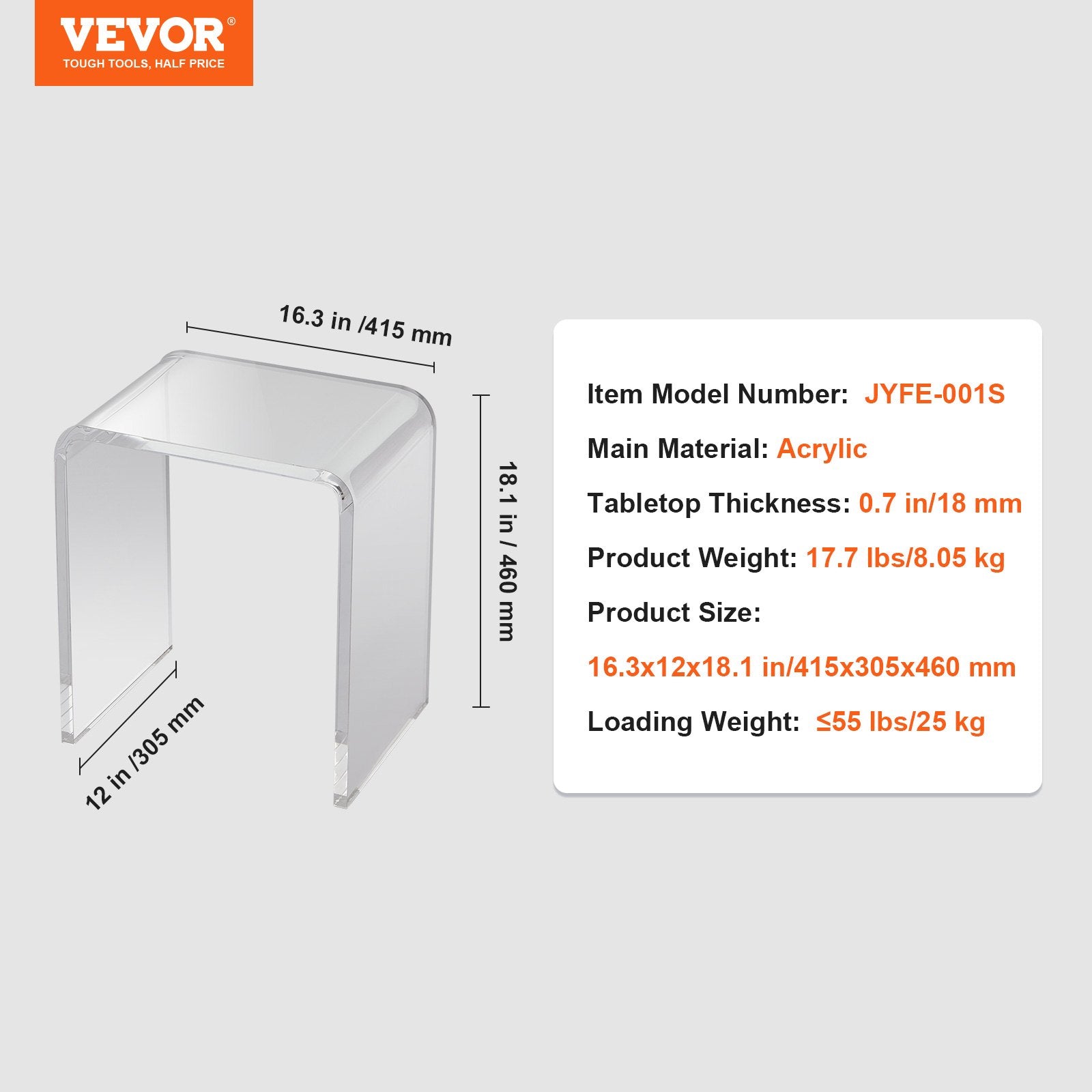 Acrylic End Table, C-Shaped Lucite Side Table, Clear Acrylic Side Table for Drink, Food, Snack used in Living Room, Bedroom, and Study - Image 7