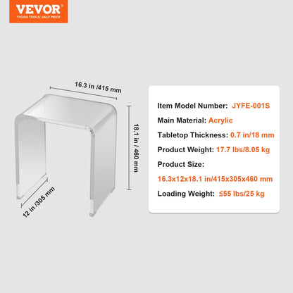 Acrylic End Table, C-Shaped Lucite Side Table, Clear Acrylic Side Table for Drink, Food, Snack used in Living Room, Bedroom, and Study - Image 7