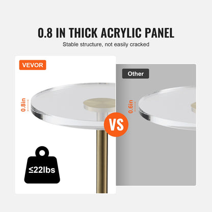 Clear Acrylic End Table, Acrylic Side Table with a Solid Base, 11.9 x 11.9 inch Round Tabletop, 21.4 inch High, for Coffee, Drink, Food, Snack used in Living Room, Bedroom, and Study - Image 4