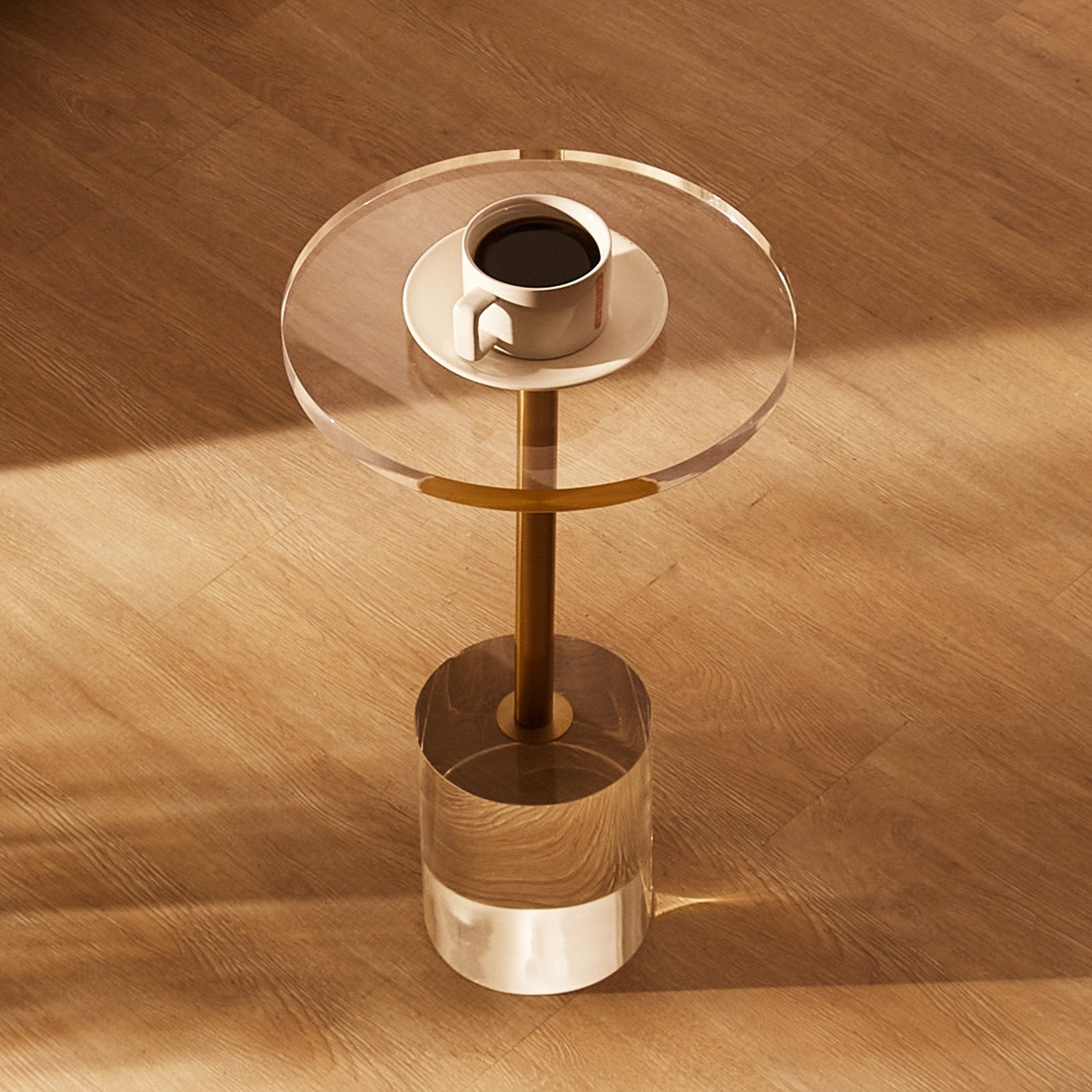 Clear Acrylic End Table, Acrylic Side Table with a Solid Base, 11.9 x 11.9 inch Round Tabletop, 21.4 inch High, for Coffee, Drink, Food, Snack used in Living Room, Bedroom, and Study - Image 8