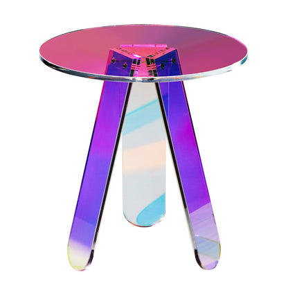 Round Iridescent Side Table, Acrylic End Table, Clear Rainbow Acrylic Coffee Table for Drink, Food, Snack used in Living Room, Bedroom, and Study - Image 9