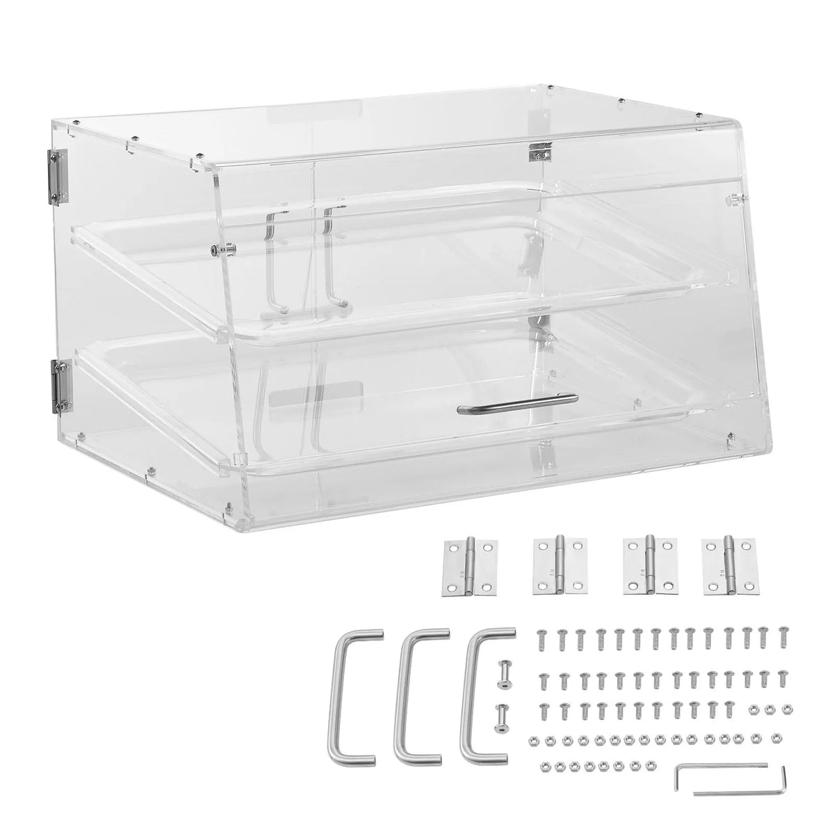 Pastry Display Case, 2-Tier Commercial Countertop Bakery Display Case, Acrylic Display Box with Rear Door Access & Removable Shelves, Keep Fresh for Donut Bagels Cake Cookie