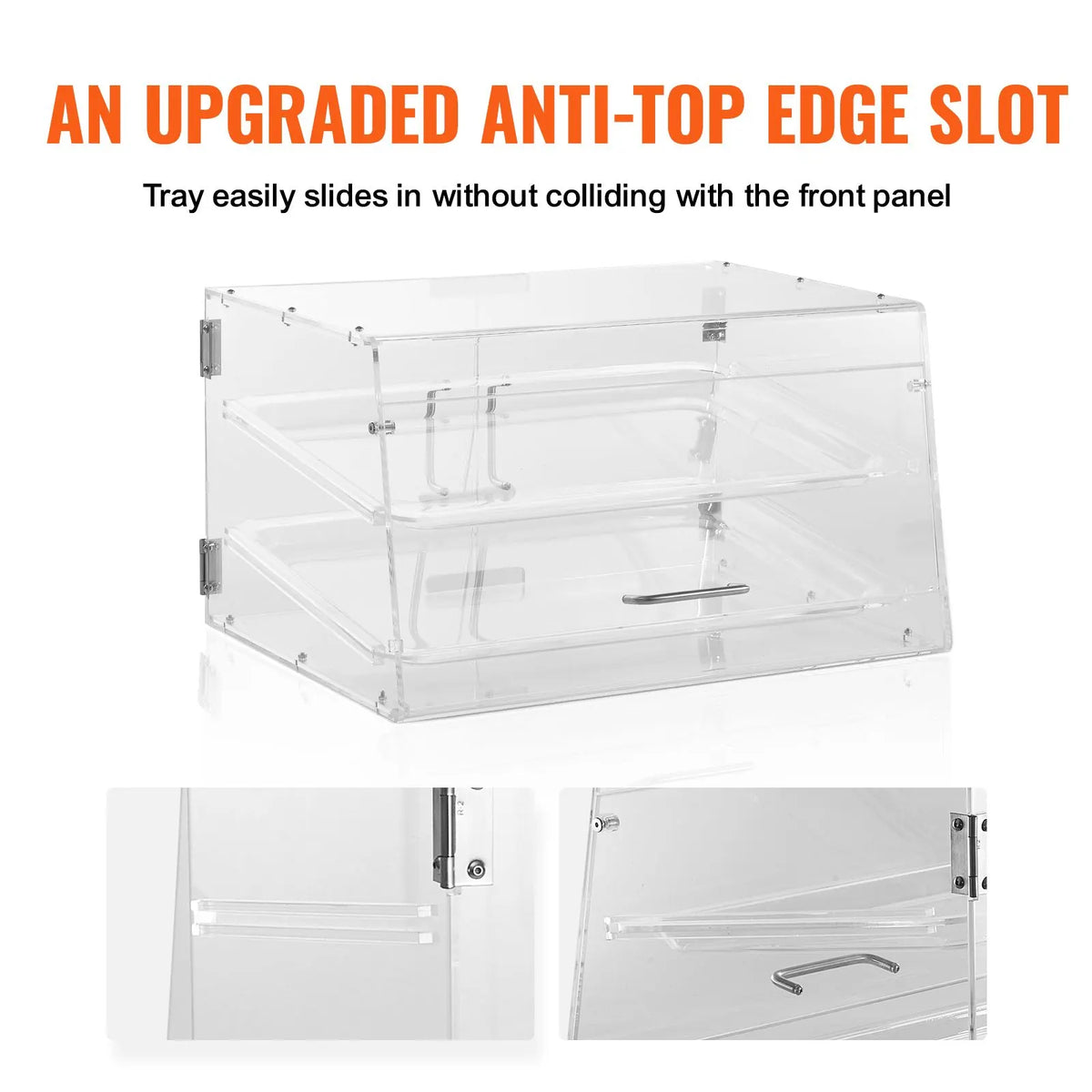 Pastry Display Case, 2-Tier Commercial Countertop Bakery Display Case, Acrylic Display Box with Rear Door Access & Removable Shelves, Keep Fresh for Donut Bagels Cake Cookie - Image 4