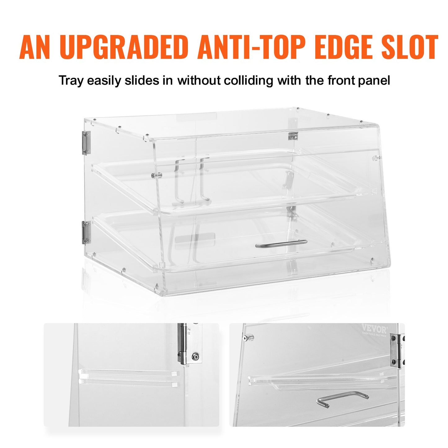 Pastry Display Case, 2-Tier Commercial Countertop Bakery Display Case, Acrylic Display Box with Rear Door Access & Removable Shelves, Keep Fresh for Donut Bagels Cake Cookie - Image 4