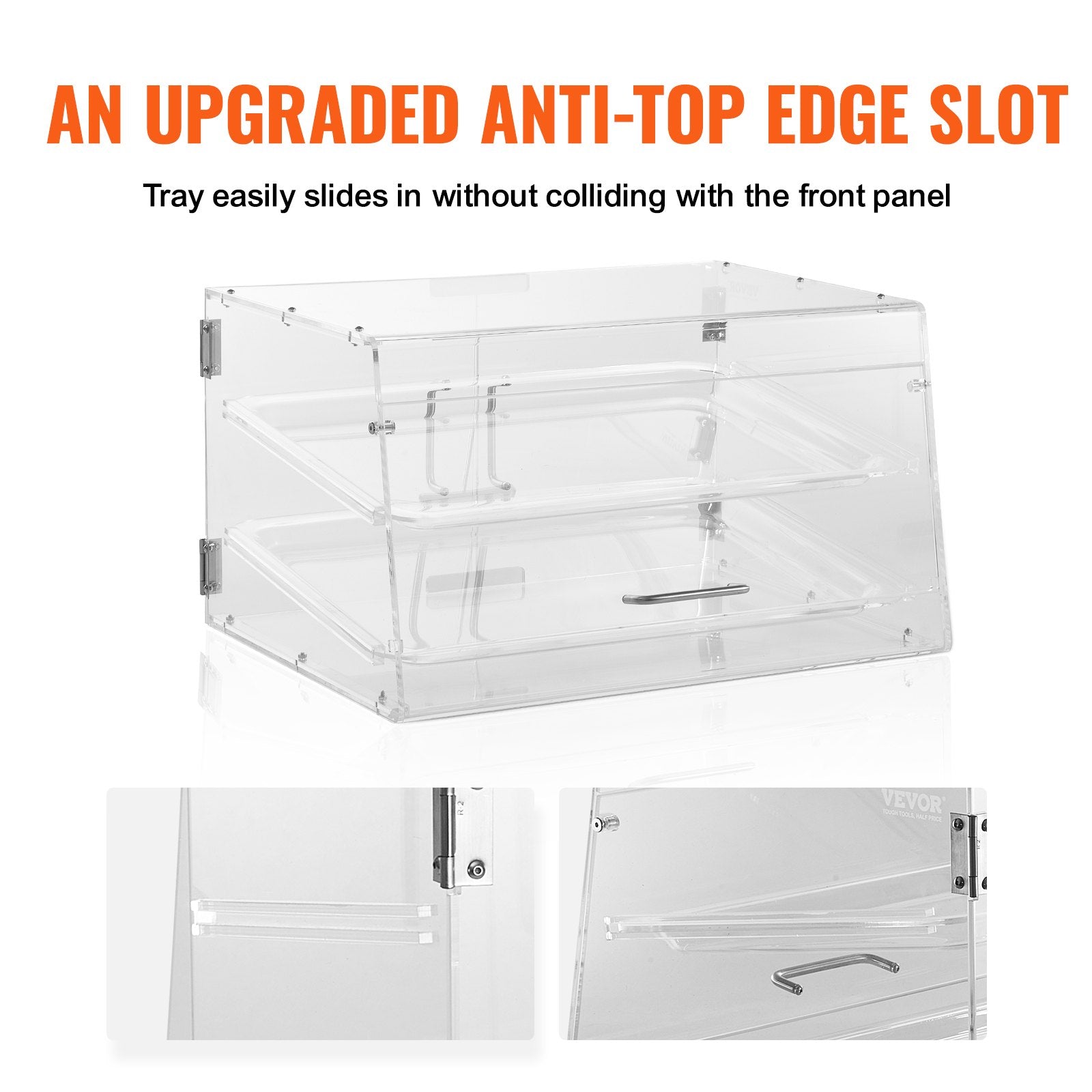 Pastry Display Case, 2-Tier Commercial Countertop Bakery Display Case, Acrylic Display Box with Rear Door Access & Removable Shelves, Keep Fresh for Donut Bagels Cake Cookie - Image 4