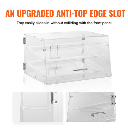 Pastry Display Case, 2-Tier Commercial Countertop Bakery Display Case, Acrylic Display Box with Rear Door Access & Removable Shelves, Keep Fresh for Donut Bagels Cake Cookie - Image 4