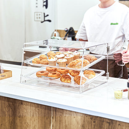 Pastry Display Case, 2-Tier Commercial Countertop Bakery Display Case, Acrylic Display Box with Rear Door Access & Removable Shelves, Keep Fresh for Donut Bagels Cake Cookie - Image 8