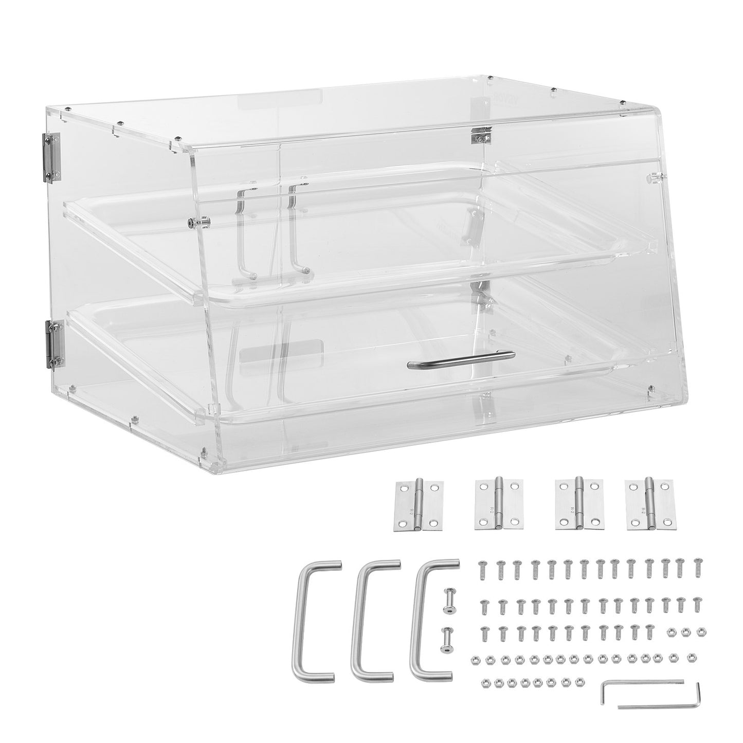 Pastry Display Case, 2-Tier Commercial Countertop Bakery Display Case, Acrylic Display Box with Rear Door Access & Removable Shelves, Keep Fresh for Donut Bagels Cake Cookie - Image 9
