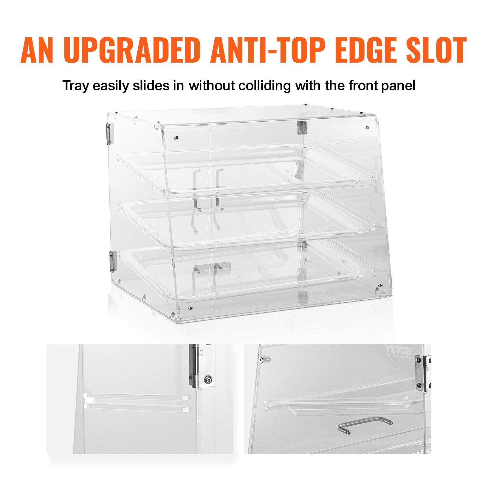 Pastry Display Case, 3-Tier Commercial Countertop Bakery Display Case, Acrylic Display Box with Rear Door Access & Removable Shelves, Keep Fresh for Donut Bagels Cake Cookie - Image 4