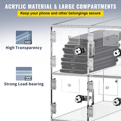 Acrylic Cell Phone Locker Box Storage Cabinet Pocket w/Keys 20 Slots Clear - Image 4