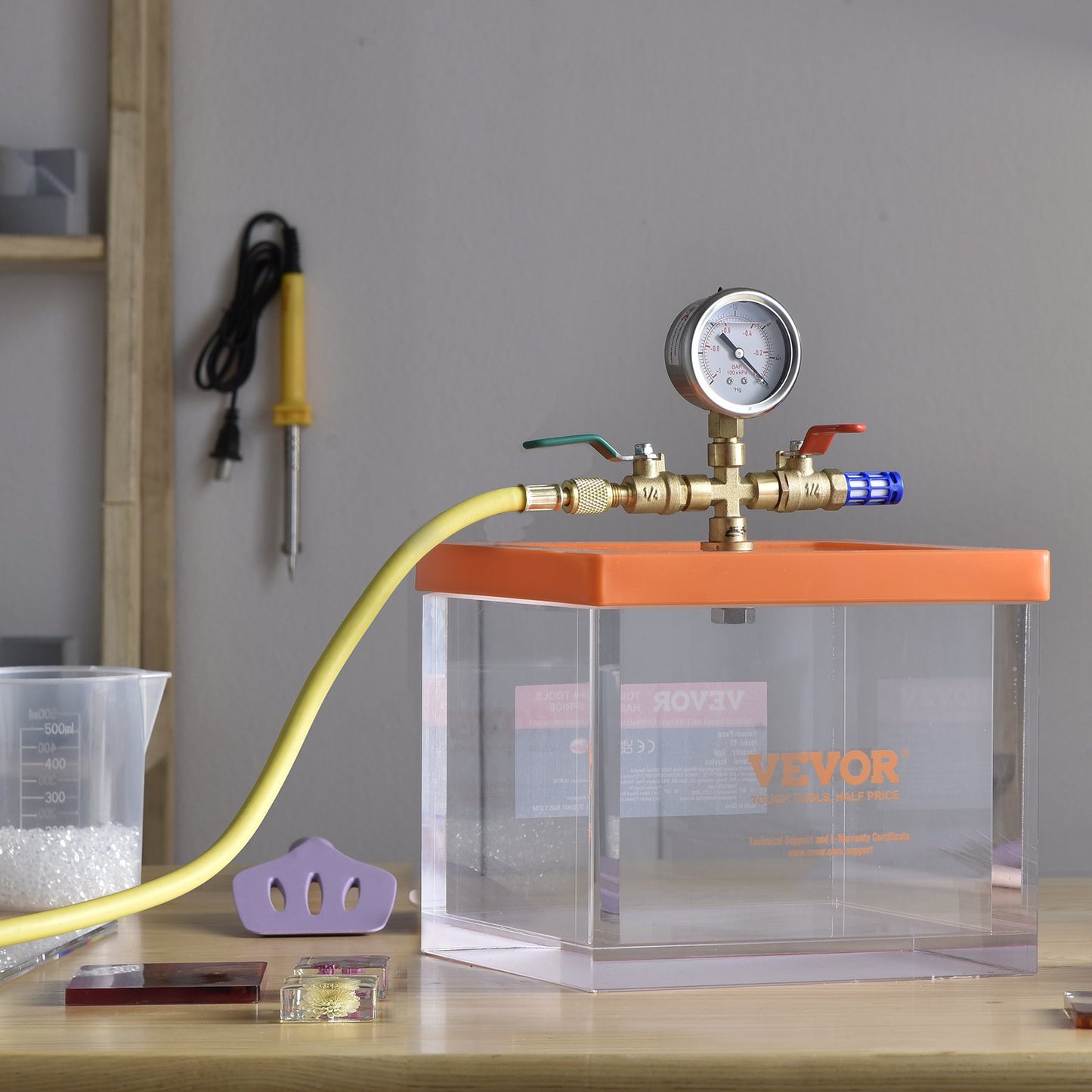2 Gallon Vacuum Chamber, Upgraded Multipurpose Acrylic Vacuum Degassing Chamber, Transparent Vacuum Chamber, for Resin Degassing, Silica Gel Degassing, Gypsum Degassing and Vacuum Extraction - Image 8