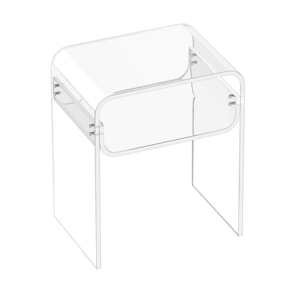 Acrylic Side Table, 2 Tiers Clear Bedside Table with Storage Shelf, Modern Rectangle Acrylic End Desk, Transparent Thick Nightstand for Bedroom, Living Room, Study, 30 x 40 x 50 cm (Clear) - Image 9