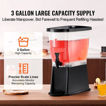 Beverage Dispenser, 3 Gallon Drink Dispenser for Parties, Plastic Juice Dispenser with Stand Spigot Lid, Iced Tea Lemonade Juice Water Dispenser, for Restaurants, Hotels, Parties - Image 2