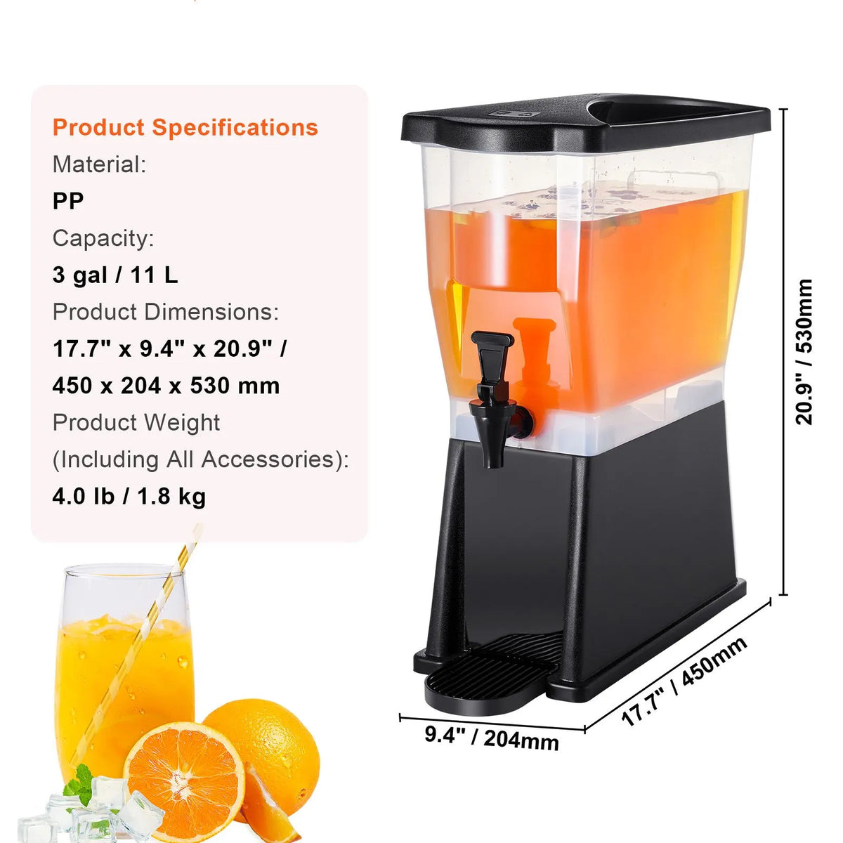 Beverage Dispenser, 3 Gallon Drink Dispenser for Parties, Plastic Juice Dispenser with Stand Spigot Lid, Iced Tea Lemonade Juice Water Dispenser, for Restaurants, Hotels, Parties - Image 7