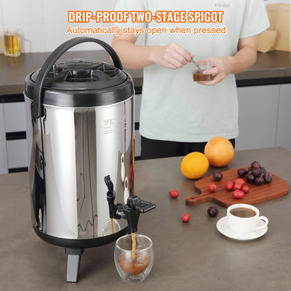 Stainless Steel Insulated Beverage Dispenser, 7.6 Liter, Thermal Hot and Cold Drink Server Dispenser with Spigot Handle, Food-grade for Hot Tea Coffee Water Restaurant Drink Shop - Image 5