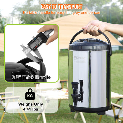 Stainless Steel Insulated Beverage Dispenser, 7.6 Liter, Thermal Hot and Cold Drink Server Dispenser with Spigot Handle, Food-grade for Hot Tea Coffee Water Restaurant Drink Shop - Image 6