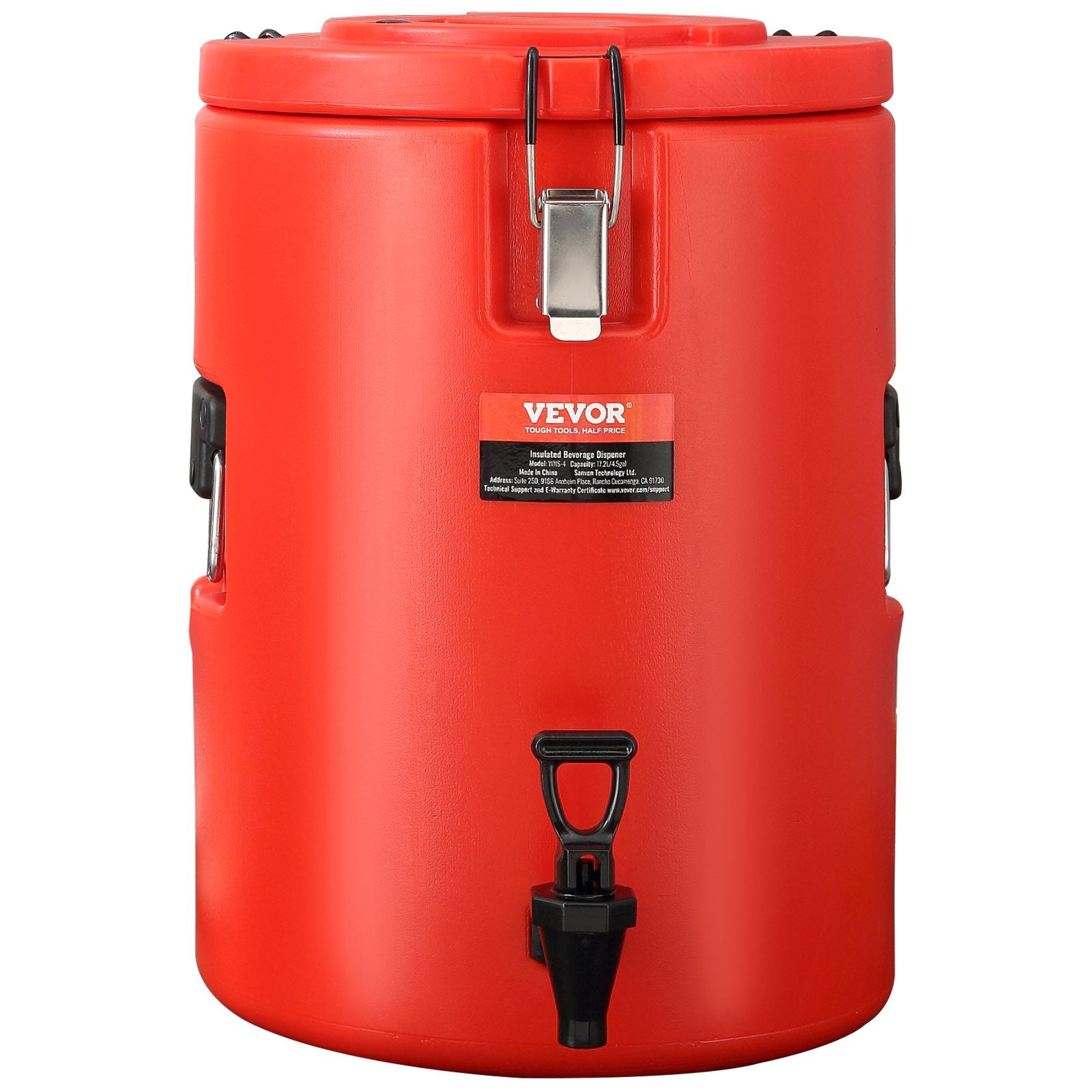 Stainless Steel Insulated Beverage Dispenser, 17.2 Liter, Thermal Hot and Cold Drink Server Dispenser with Spigot Handle, Food-grade for Hot Tea Coffee Water Restaurant Drink Shop