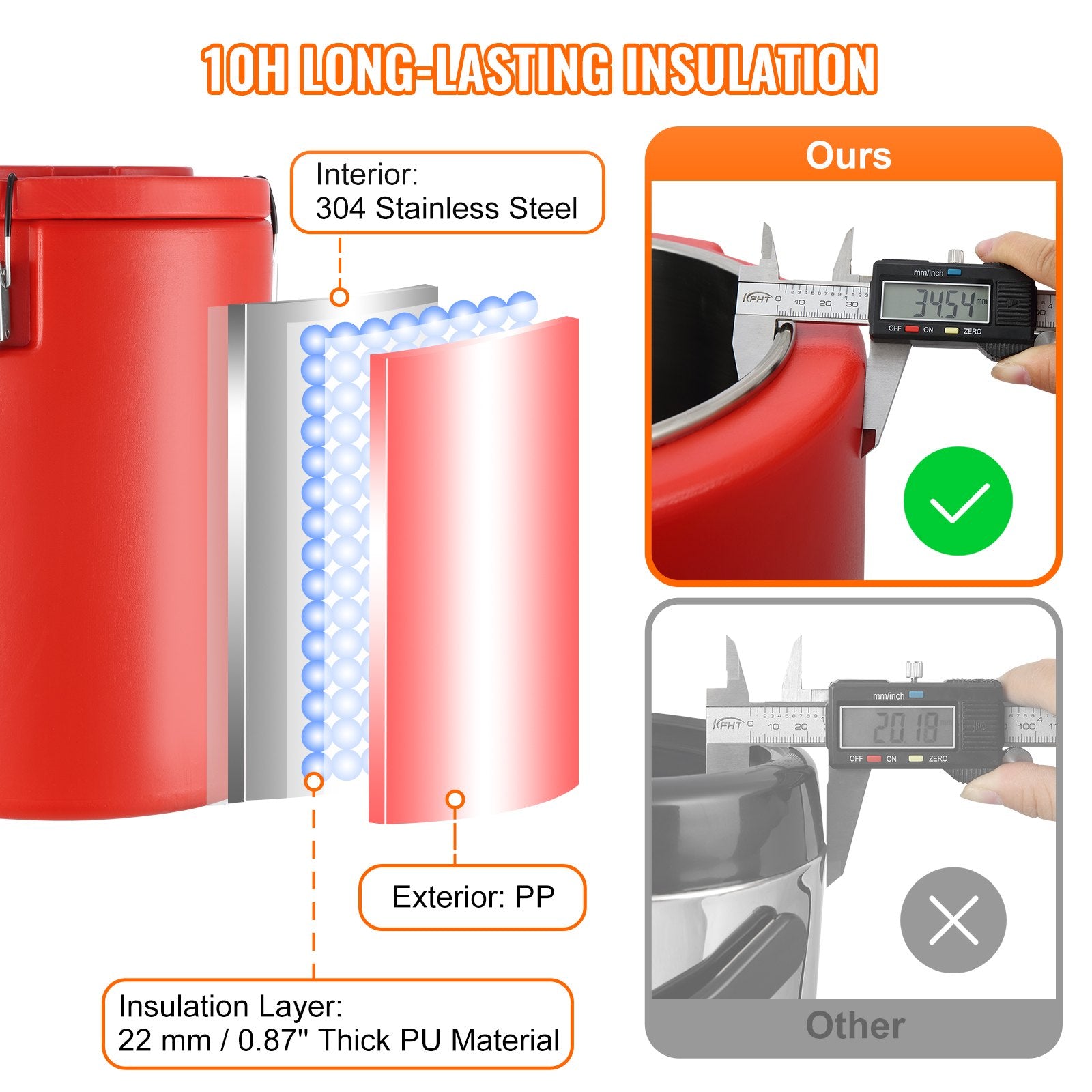 Stainless Steel Insulated Beverage Dispenser, 17.2 Liter, Thermal Hot and Cold Drink Server Dispenser with Spigot Handle, Food-grade for Hot Tea Coffee Water Restaurant Drink Shop - Image 3