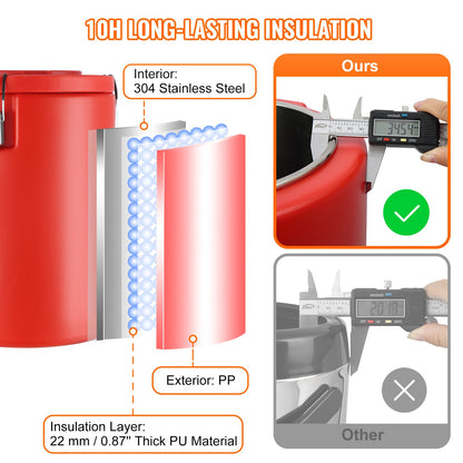 Stainless Steel Insulated Beverage Dispenser, 17.2 Liter, Thermal Hot and Cold Drink Server Dispenser with Spigot Handle, Food-grade for Hot Tea Coffee Water Restaurant Drink Shop - Image 3