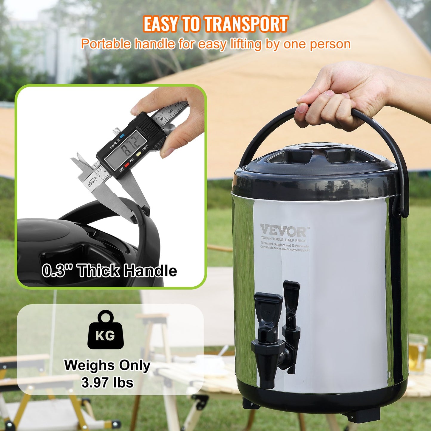 Stainless Steel Insulated Beverage Dispenser, 6 Liter, Thermal Hot and Cold Drink Server Dispenser with Spigot Handle, Food-grade for Hot Tea Coffee Water Restaurant Drink Shop - Image 6