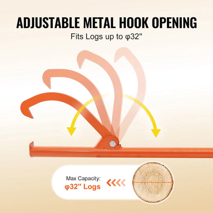 Cant Hook Tool, 46.5 in, Heavy Duty Steel Log Roller, Log Lifter Timber Jack 32" Dia Logs, Forestry Logging Tools, Dual Function Log Handler for Rolling and Clamping Logs - Image 3