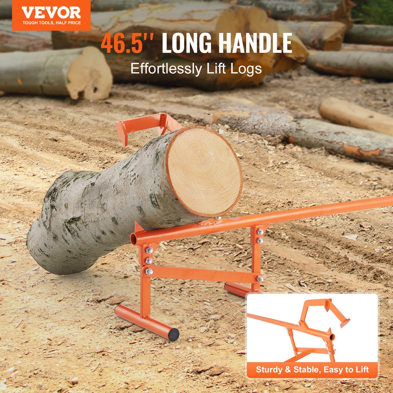 Timberjack, 46.5 in, Heavy Duty Steel Log Lifter, Log Roller with Adjustable Cant Hook, Logging Tools Log Jack for Logs Ups to 15" Dia, Timber Jack for Rolling Cutting Lifting Logs - Image 2