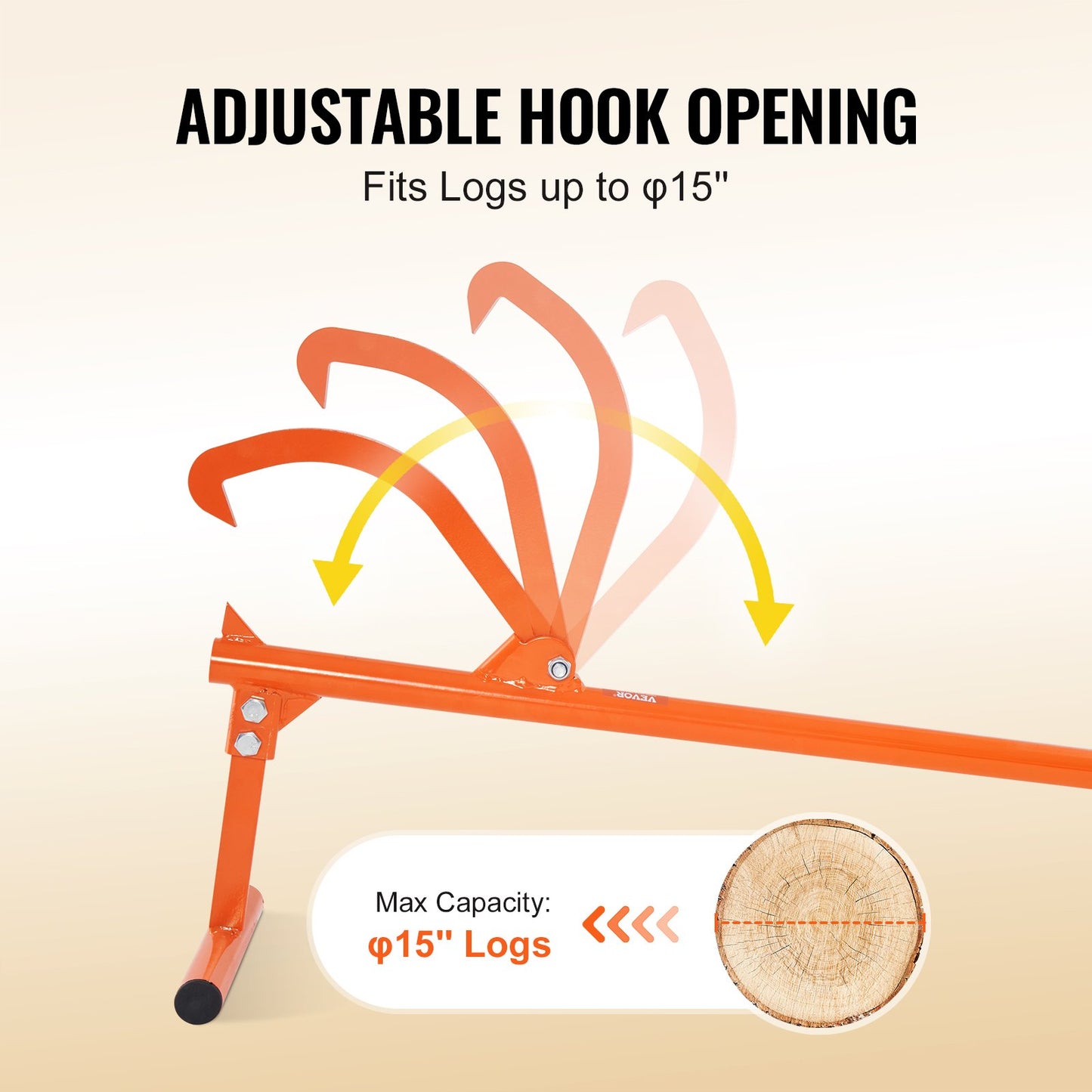Timberjack, 48 in, Heavy Duty Log Lifter with Metal Handle, Log Roller with Adjustable Cant Hook, Logging Tools Log Jack for Logs Ups to 15" Dia, Timber Jack for Rolling Cutting Lifting Logs - Image 3