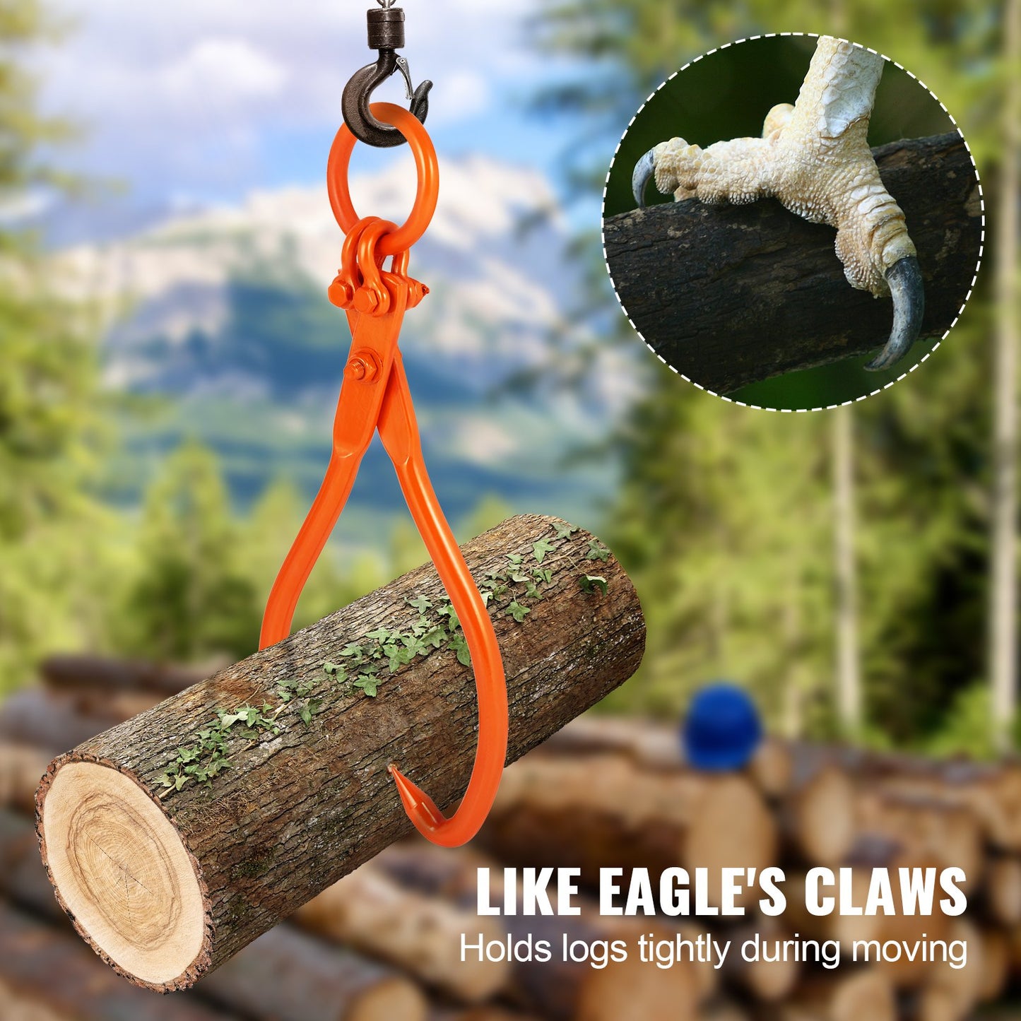 Log Skidding Tongs, 18 inch 2 Claw Log Lifting Tongs, Heavy Duty Steel Lumber Skidding Tongs, 772 lbs/350 kg Loading Capacity, Log Lifting, Handling, Dragging & Carrying Tool - Image 3
