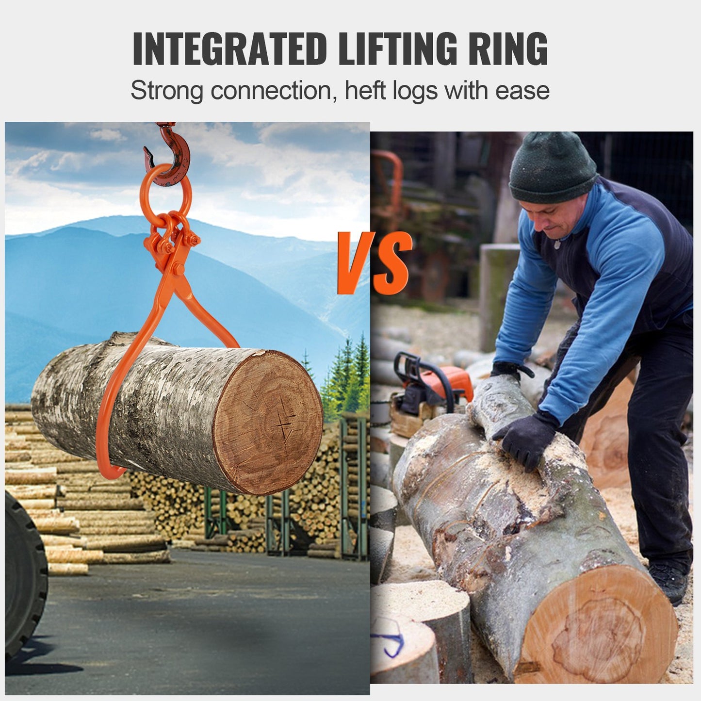 Log Skidding Tongs, 18 inch 2 Claw Log Lifting Tongs, Heavy Duty Steel Lumber Skidding Tongs, 772 lbs/350 kg Loading Capacity, Log Lifting, Handling, Dragging & Carrying Tool - Image 6
