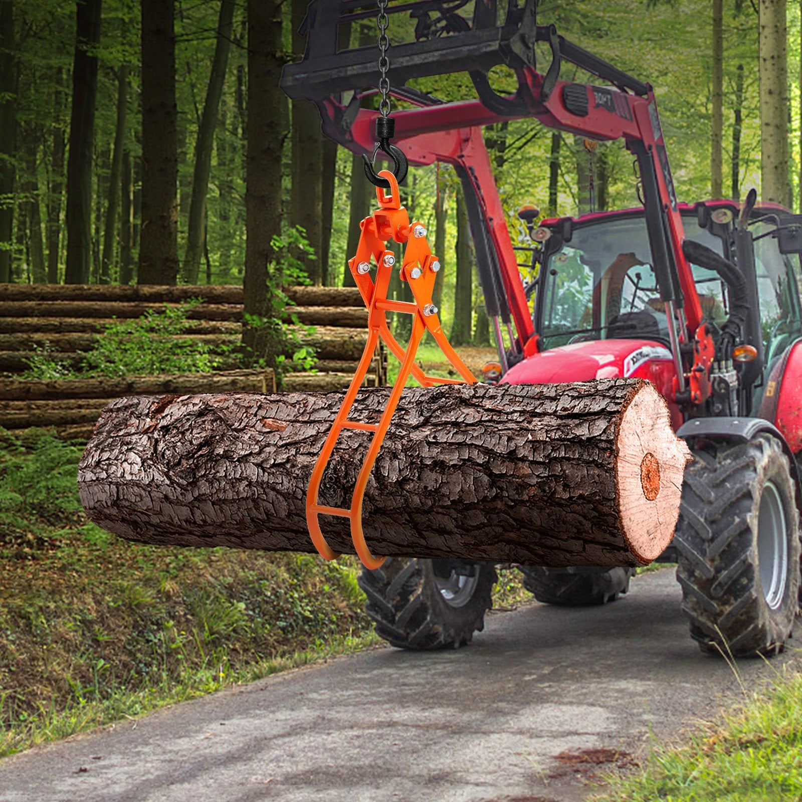 Timber Claw Hook, 28 inch 4 Claw Log Grapple for Logging Tongs, Swivel Steel Log Lifting Tongs, Eagle Claws Design with 2205 lbs/1000 kg Loading Capacity for Tractors, ATVs, Trucks, Forklifts - Image 8