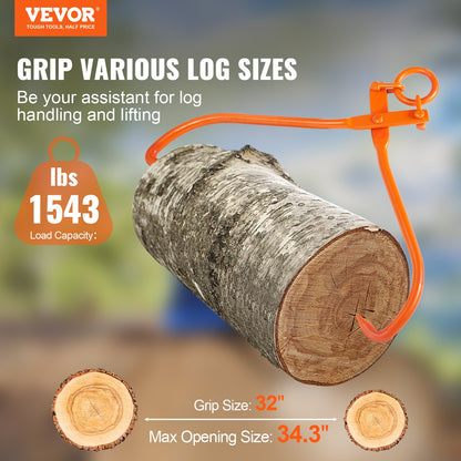 Log Skidding Tongs, 81.3cm 2 Claw Log Lifting Tongs, Heavy Duty Steel Lumber Skidding Tongs, 700 kg Loading Capacity, Log Lifting, Handling, Dragging & Carrying Tool - Image 2