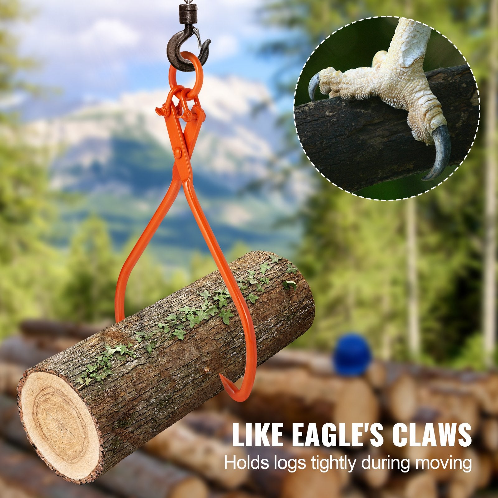 Log Skidding Tongs, 81.3cm 2 Claw Log Lifting Tongs, Heavy Duty Steel Lumber Skidding Tongs, 700 kg Loading Capacity, Log Lifting, Handling, Dragging & Carrying Tool - Image 3