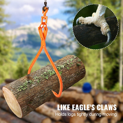 Log Skidding Tongs, 81.3cm 2 Claw Log Lifting Tongs, Heavy Duty Rotating Steel Lumber Skidding Tongs, 700 kg Loading Capacity, Log Lifting, Handling, Dragging & Carrying Tool - Image 3