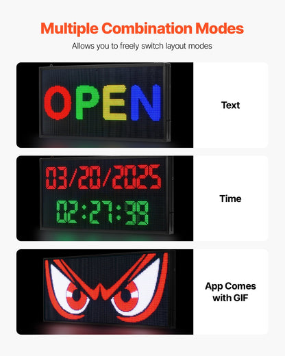 27x14in Programmable LED Sign Digital Scrolling Display Board P5 Fullcolor - Image 6