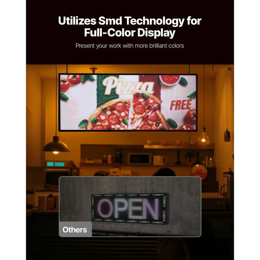 Programmable LED Sign, P6 Full Color Flexible Digital Scrolling Panel, DIY Custom Text Pattern GIF Display Board, Bluetooth APP Control Message Shop Sign for Store Business Advertising, 40x18 in - Image 2