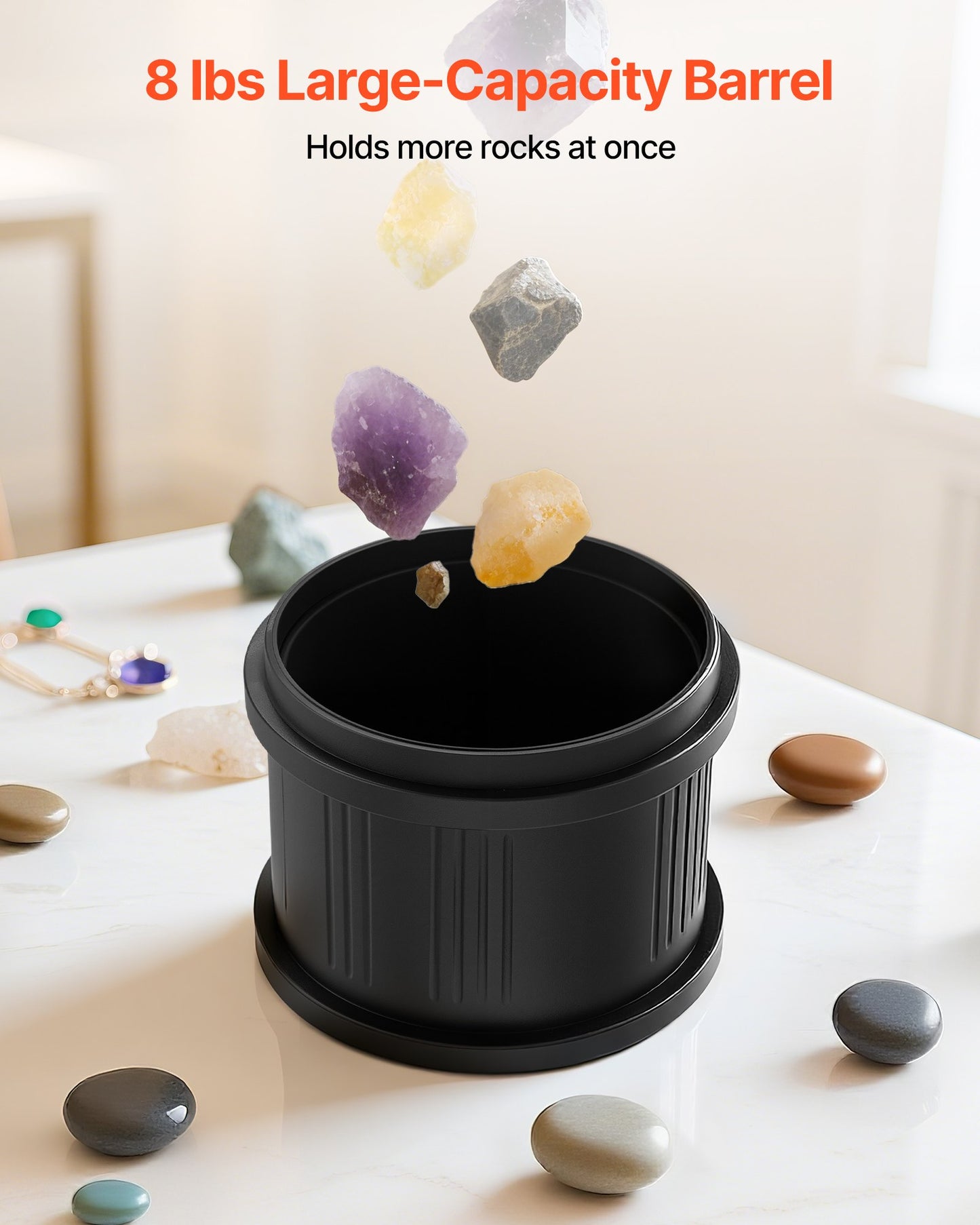 Rock Tumbler Kit, 8 lbs Rock Polishing Kit, 4 Speed Settings 9-Day Polishing Timer Stone Polishing Kit, Double Barrel Rock Polisher with Adapter, Rock Polisher for Adults and Kids - Image 5
