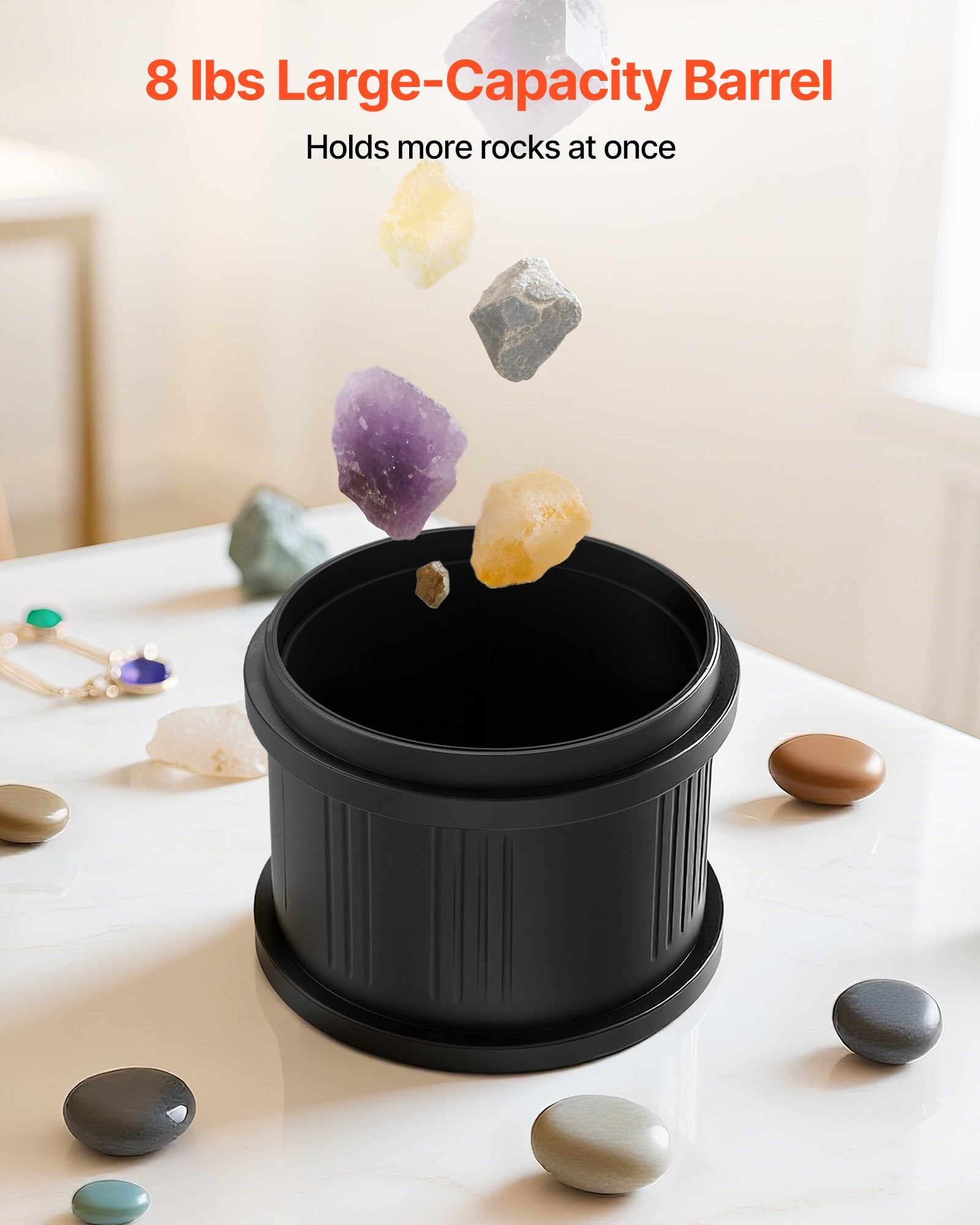 Rock Tumbler Kit, 8 lbs Rock Polishing Kit, 4 Speed Settings 9-Day Polishing Timer Stone Polishing Kit, Double Barrel Rock Polisher with Adapter, Rock Polisher for Adults and Kids - Image 5