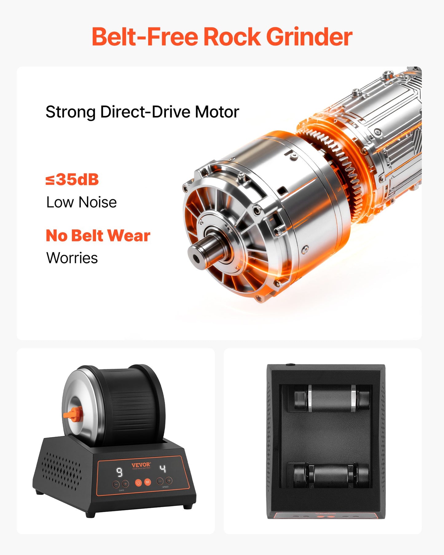 Rock Tumbler Kit, 4lbs Rock Polishing Kit, 4 Speed Settings 9-Day Polishing Timer Stone Polishing Kit, Belt-Free Rock Polisher with Adapter & Overload Protection, Rock Polisher for Adults Kids - Image 2