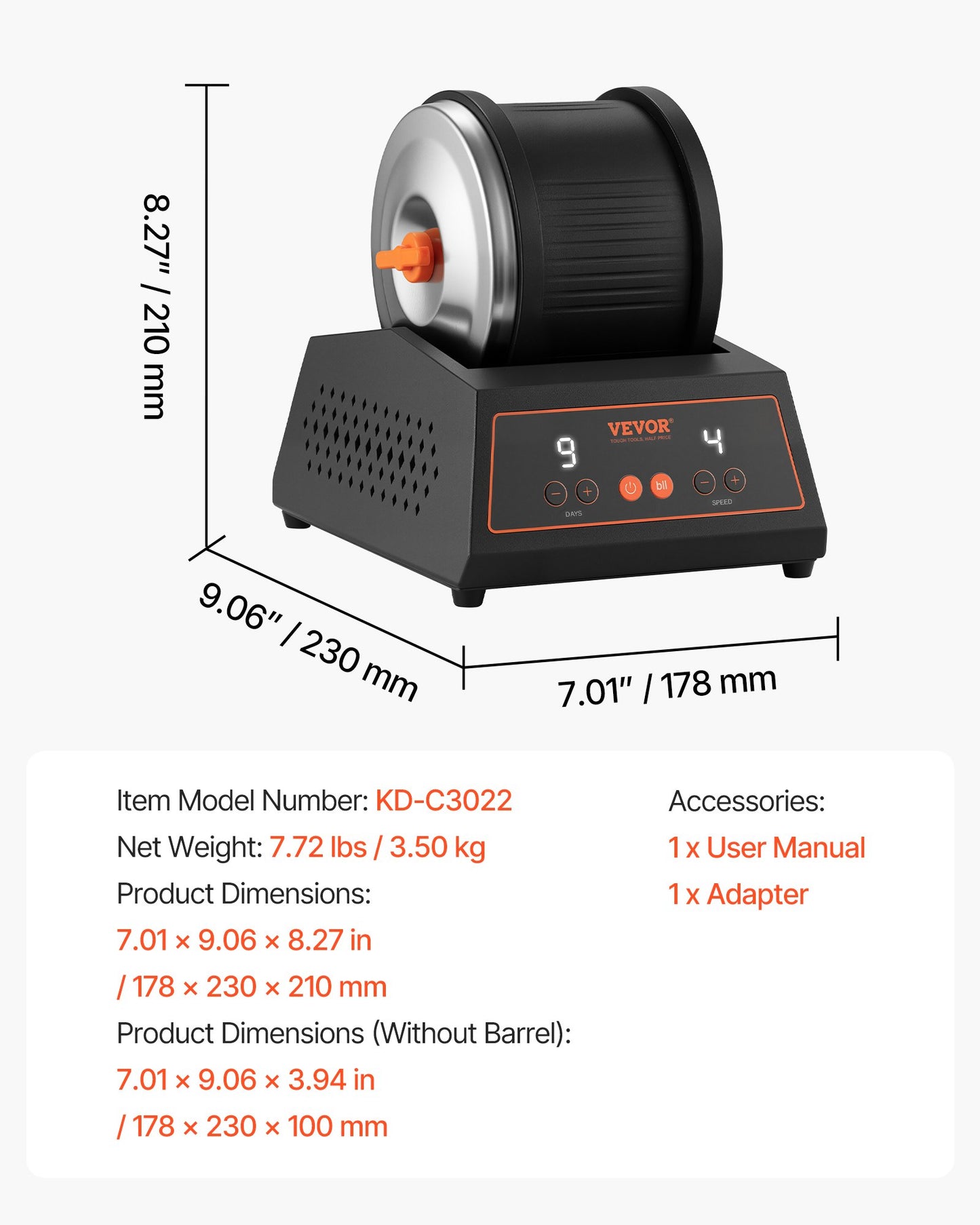Rock Tumbler Kit, 4lbs Rock Polishing Kit, 4 Speed Settings 9-Day Polishing Timer Stone Polishing Kit, Belt-Free Rock Polisher with Adapter & Overload Protection, Rock Polisher for Adults Kids - Image 7