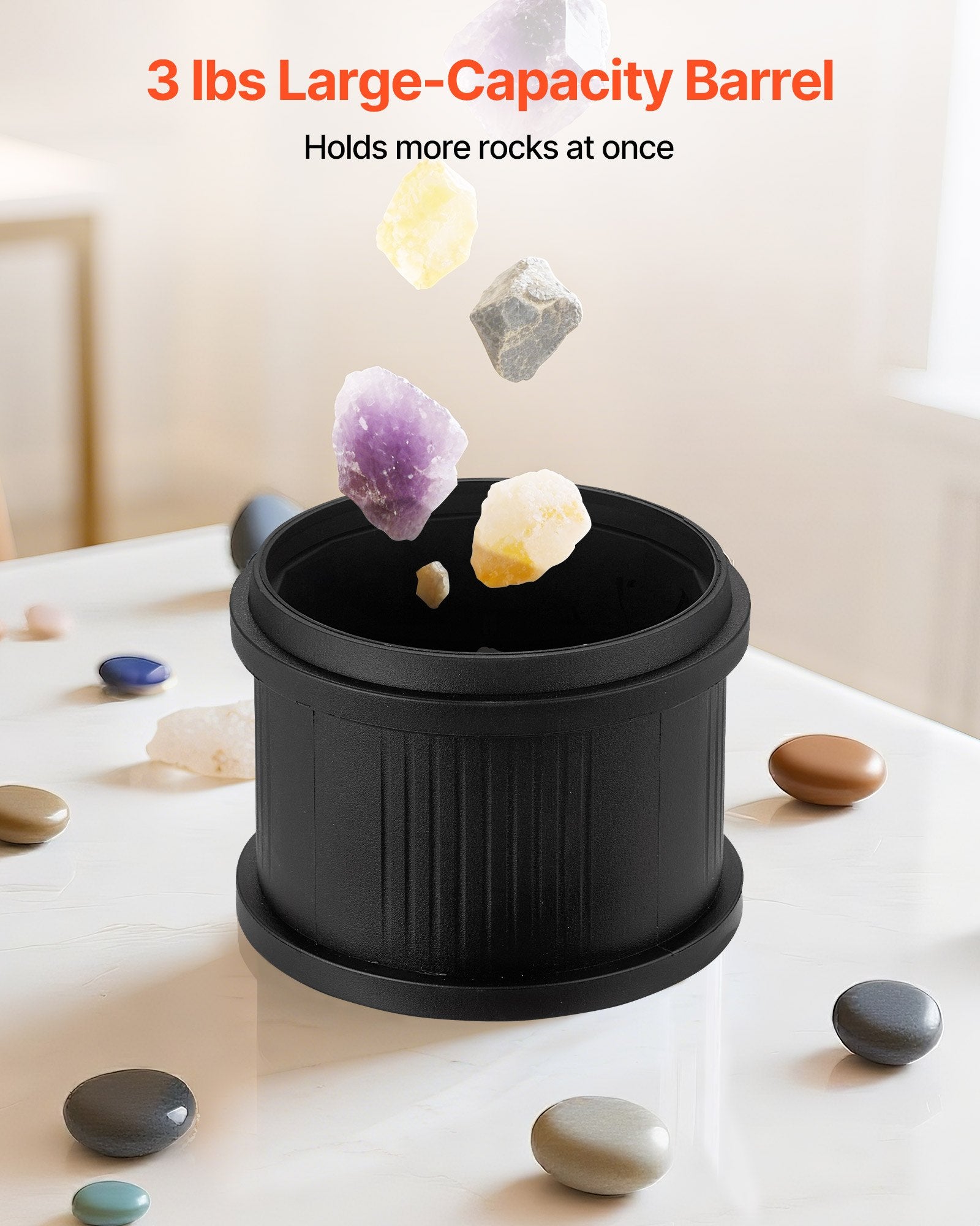 Rock Tumbler Kit, 3 lbs Rock Polishing Kit, 4 Speed Settings 9-Day Polishing Timer Stone Polishing Kit, Rock Polisher with Rough Gemstones and Polishing Grits, Rock Polisher for Adults Kids - Image 5