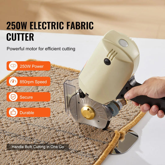 Fabric Cutter, 250W Electric Rotary Fabric Cutting Machine, 1.1" Cutting Thickness, Octagonal Knife, with Replacement Blade and Sharpening Stones, for Multi-Layer Cloth Fabric Leather - Image 2