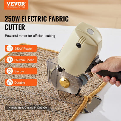 Fabric Cutter, 250W Electric Rotary Fabric Cutting Machine, 1.1" Cutting Thickness, Octagonal Knife, with Replacement Blade and Sharpening Stones, for Multi-Layer Cloth Fabric Leather - Image 2
