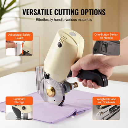 Fabric Cutter, 250W Electric Rotary Fabric Cutting Machine, 1.1" Cutting Thickness, Octagonal Knife, with Replacement Blade and Sharpening Stones, for Multi-Layer Cloth Fabric Leather - Image 5