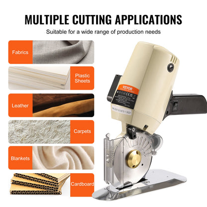 Fabric Cutter, 250W Electric Rotary Fabric Cutting Machine, 1.1" Cutting Thickness, Octagonal Knife, with Replacement Blade and Sharpening Stones, for Multi-Layer Cloth Fabric Leather - Image 6