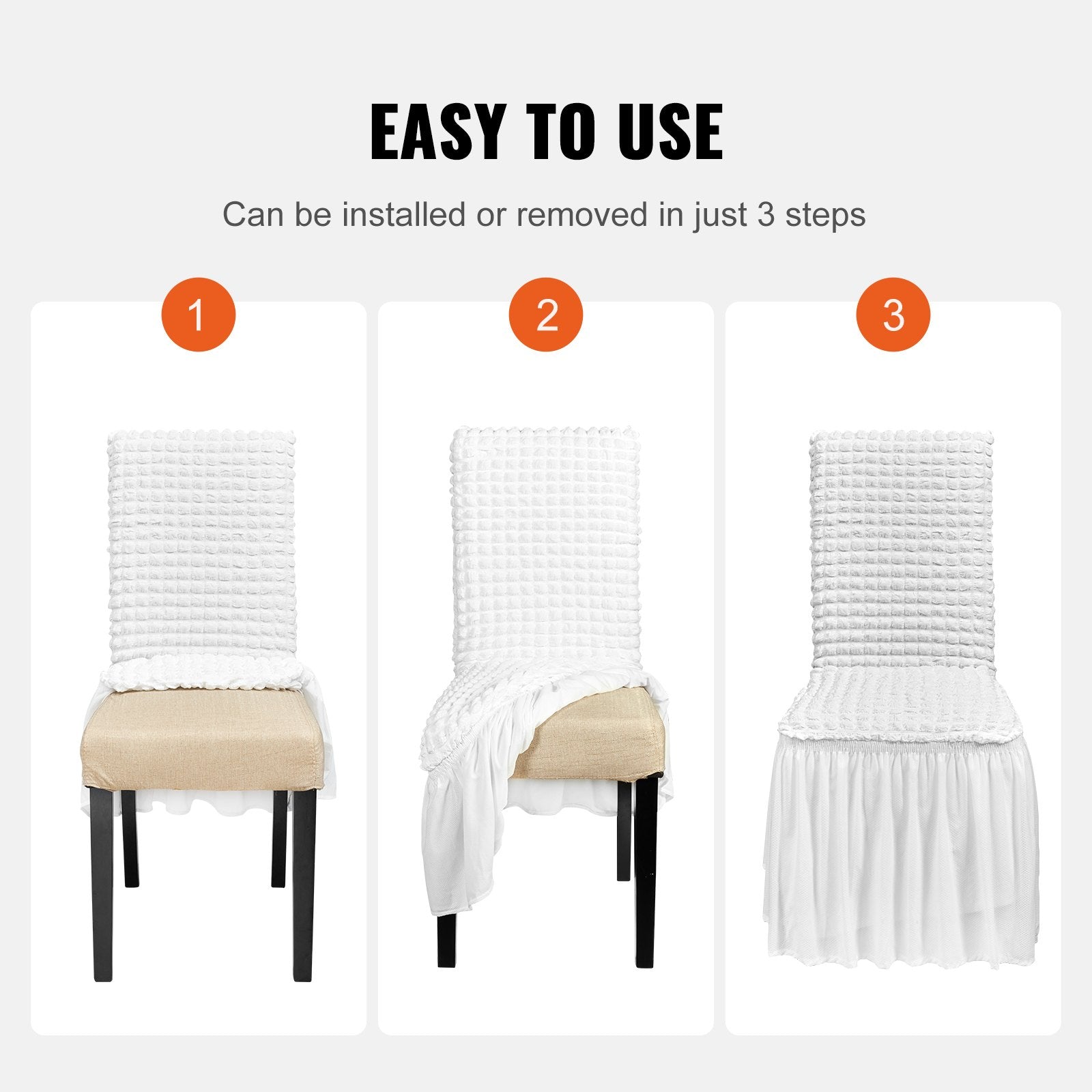 Stretch Spandex Folding Chair Covers, Universal Fitted Chair Cover with Skirt, Removable Washable Protective Slipcovers, for Wedding, Holiday, Banquet, Party, Celebration, Dining (4 PCS White) - Image 5