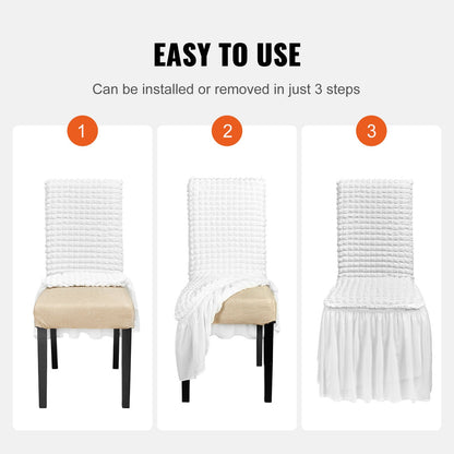 Stretch Spandex Folding Chair Covers, Universal Fitted Chair Cover with Skirt, Removable Washable Protective Slipcovers, for Wedding, Holiday, Banquet, Party, Celebration, Dining (4 PCS White) - Image 5